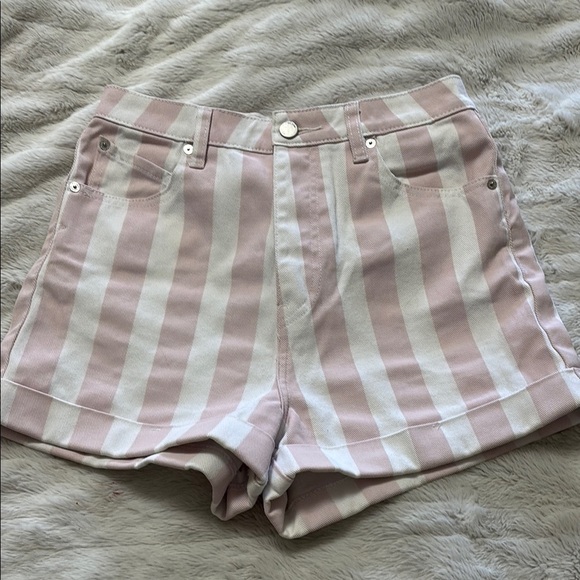 Volcom Pink and White High Waist Shorts - Picture 1 of 5